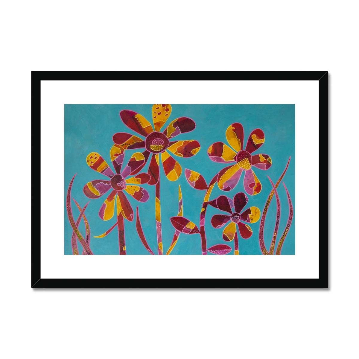 Family by the flax Framed & Mounted Print