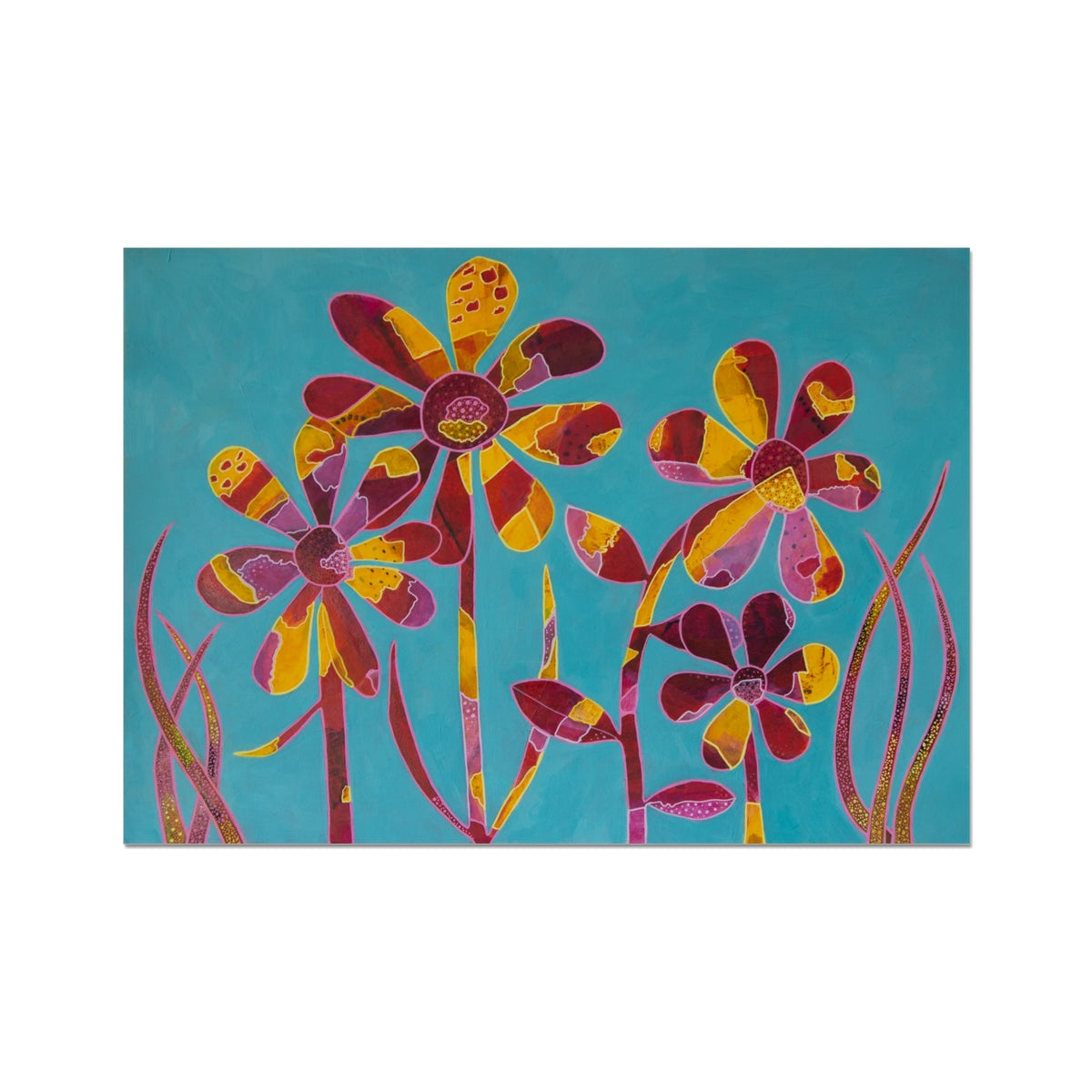 Family by the flax Fine Art Print