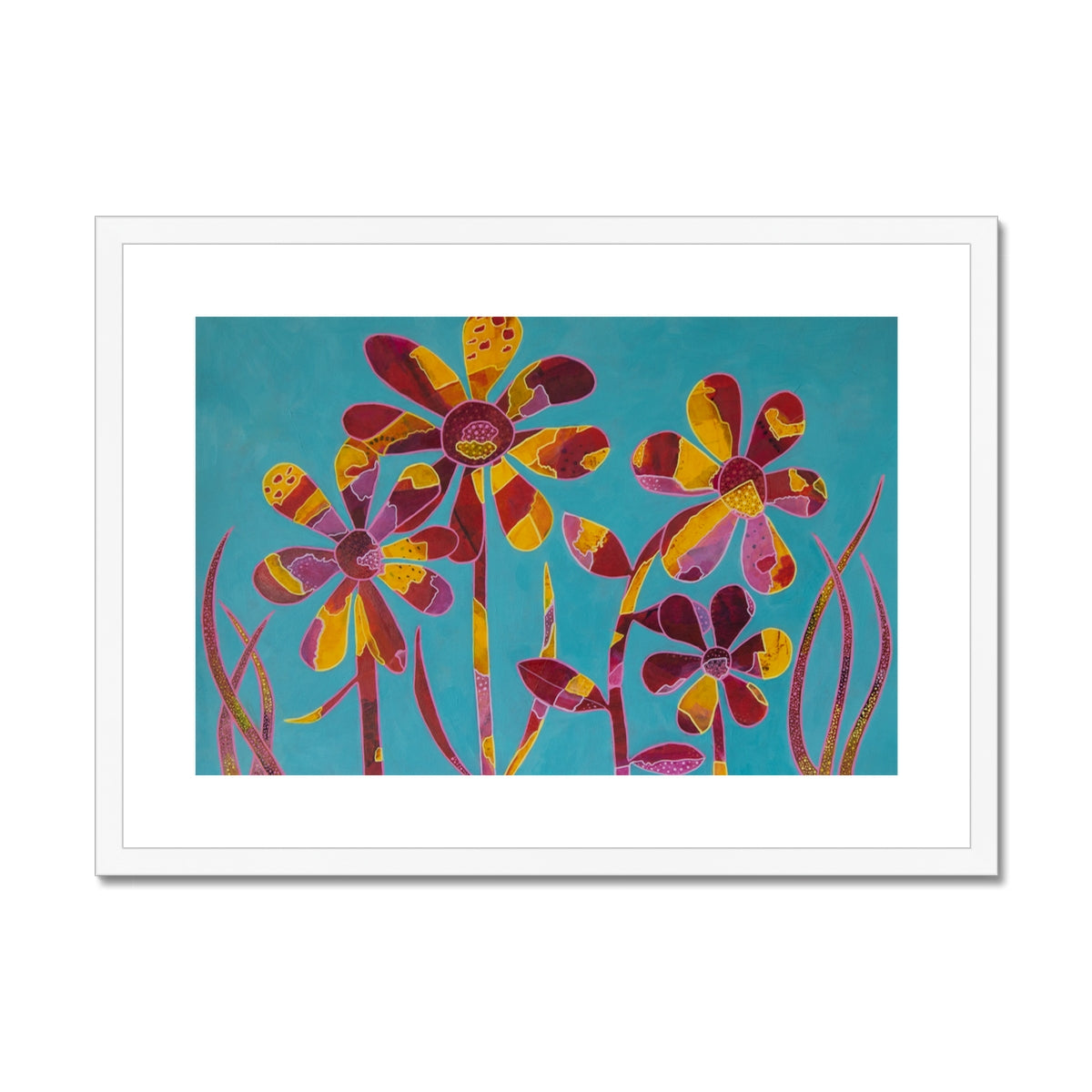 Family by the flax Framed & Mounted Print